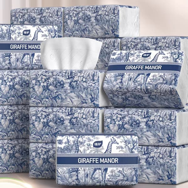 CHEERFUL Air-cushion 4 ชั้น Native Wood Tissue 100poly Soft Water Absorption กระดาษเช็ดหน้า 植护home用四