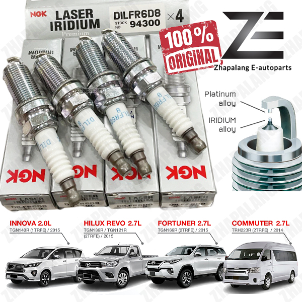 หัวเทียนเลเซอร์อิริเดียม NGK DILFR6D8 สําหรับ Toyota Innova Hilux Fortuner 1TR-FE/2TR-FE