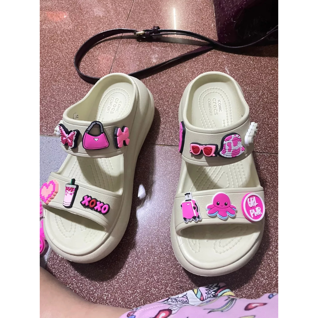 Cross CRUSH SANDAL สุภาพสตรีรองเท้าส้นสูงรองเท้าแตะหนา Soled ความสูง Anti-Slip Beach Hole รองเท้า