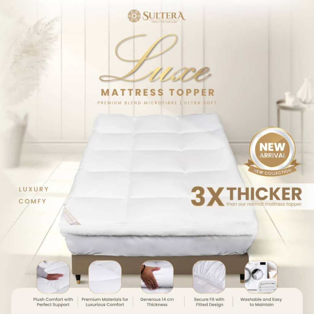 Sultera Luxe ที่นอน Topper Queen King Single Pelapik Tilam Microfibre ผ้าฝ้าย 100% คุณภาพโรงแรม