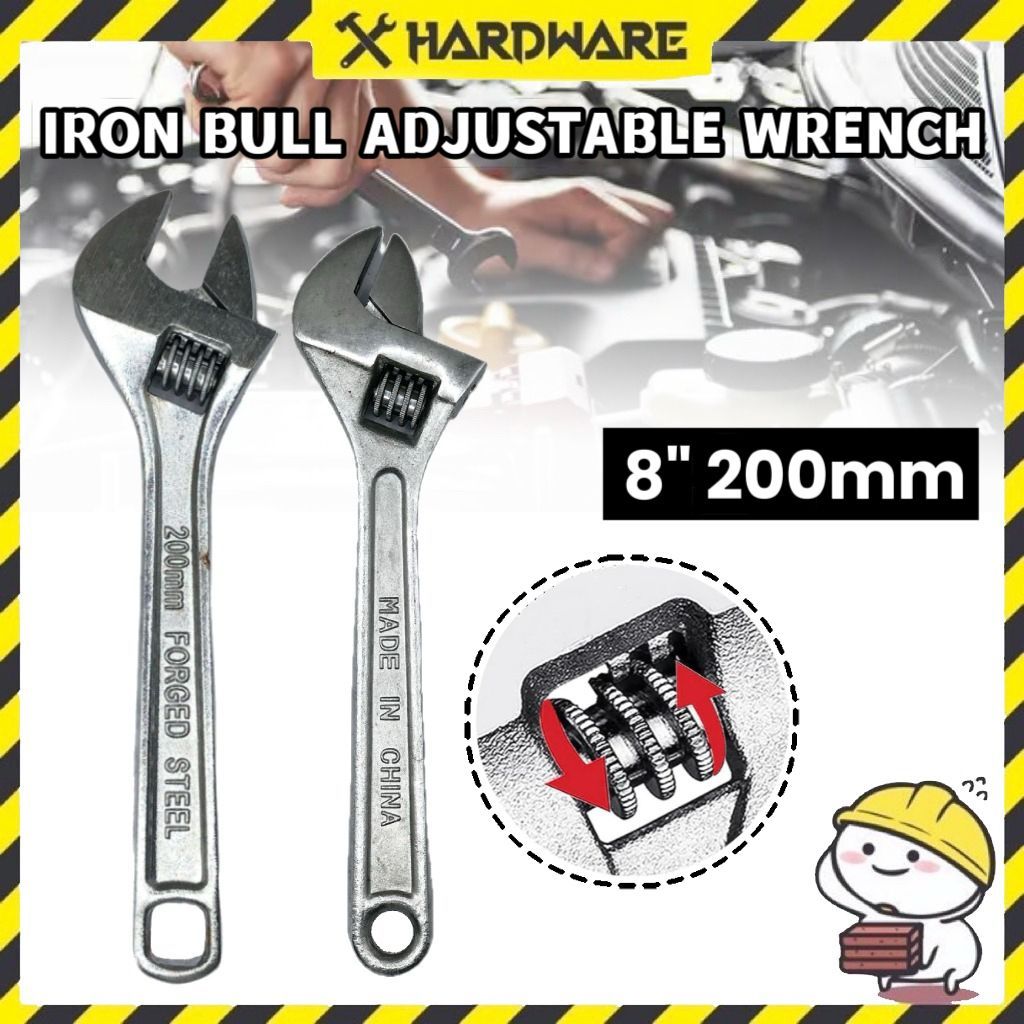 8" (200MM) "IRON BULL" ADJUSTABLE WRENCH/HEAVY DUTY ADJUSTABLE SPANNER WRENCH/SWITCH SPANNER/WRENCH/