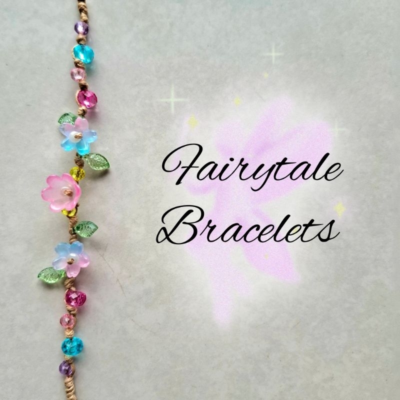 กําไลข้อมือทํามือ/ Gelang Tangan Fairytale / กําไลข้อมือเทพนิยาย / คริสตัล / ซากุระ / Gelang Tangan