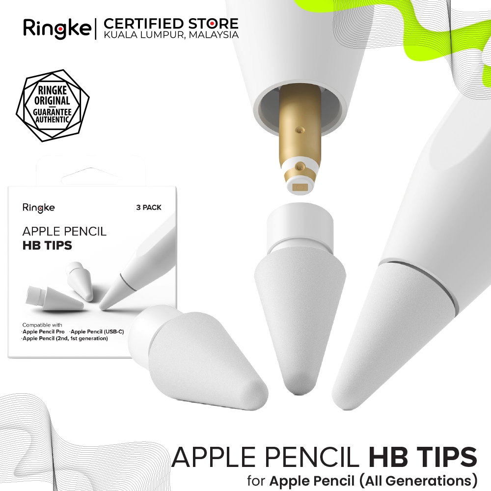 RINGKE APPLE PENCIL HB TIPS (3-Pack) ดินสอแท้ Crisp & Clear Feel with Medium HB Tip Designed for Paper Touch Fi