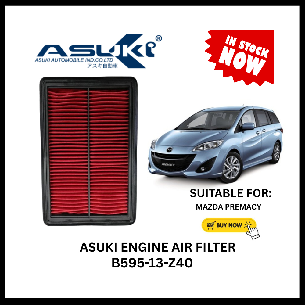 ASUKI ไส้กรองอากาศเครื่องยนต์ Mazda Premacy Laser 323 อะไหล่รถยนต์เก่า FA-3457V