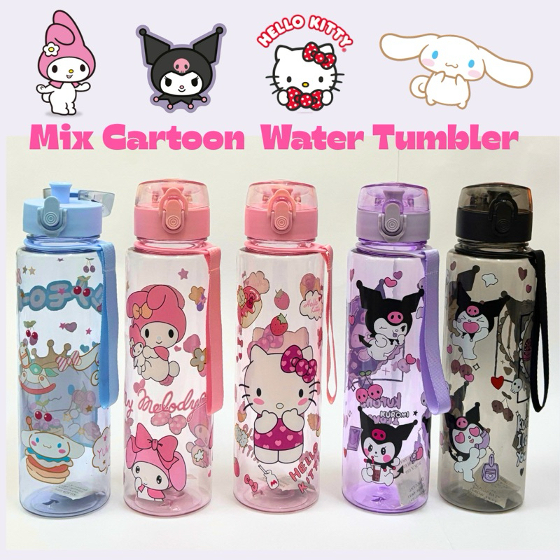Kuromi Hello Kitty Cinnamoroll Melody Water Tumbler Drink Up Tritan Bottle School Cup ขวดน้ํา Botol 