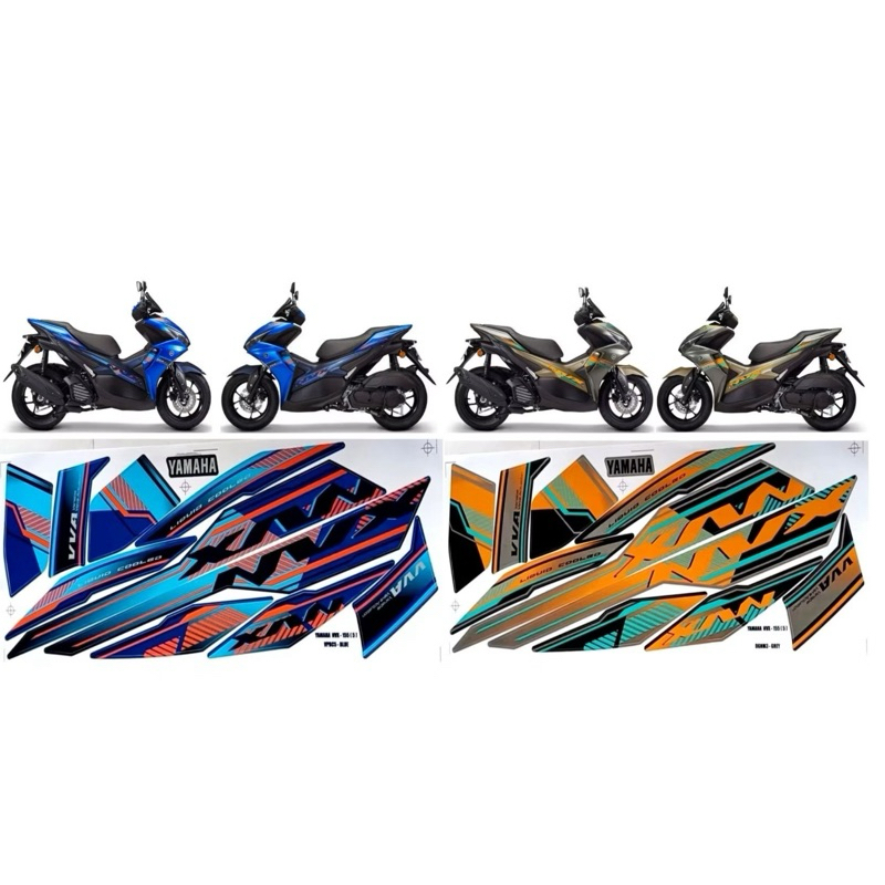 (STRIPE) (5) NVX155 V2 BODY COVER STICKER STRIPE COVER SET NVX 155 V2 2024 (5) BLUE GREY