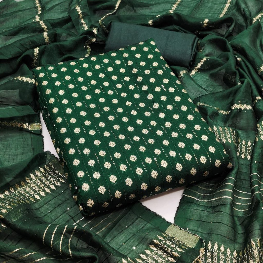 สวยงาม Unstitched Punjabi Suit Material Banarasi Jacquard Kain Jahit Punjabi Suit