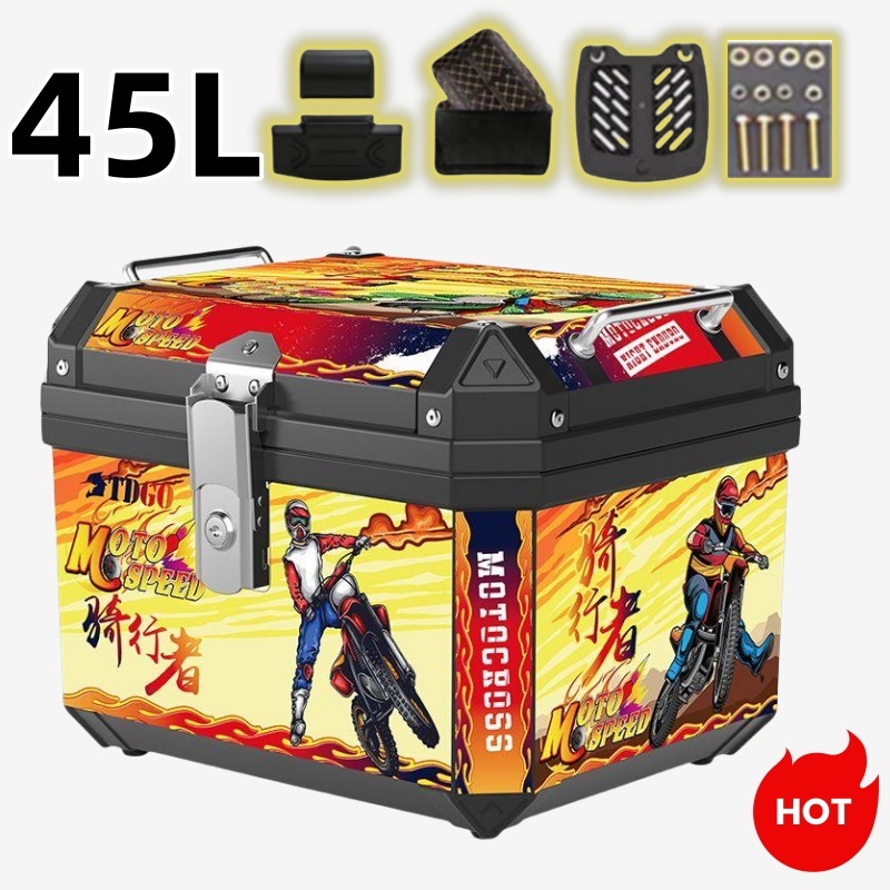 Top box Motor 45L ความจุกล่องรถจักรยานยนต์กล่องเก็บของ Peti Motosikal Givi Box Peti Moto Bakul Motor