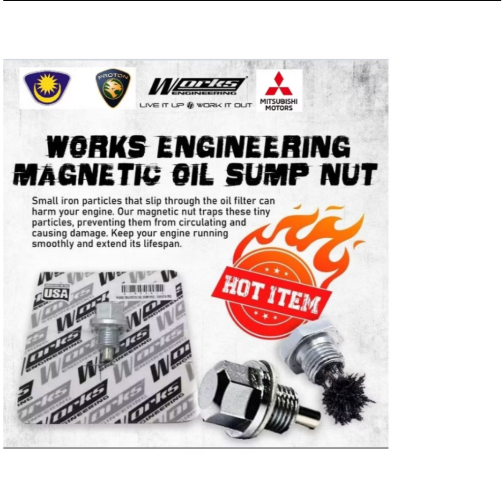 Proton Wira Satria Saga Iswara 4G13 4G15 4G93 4G92 Mivec GSR Works น้ํามันแม่เหล็ก Sump Nut M14 x P1