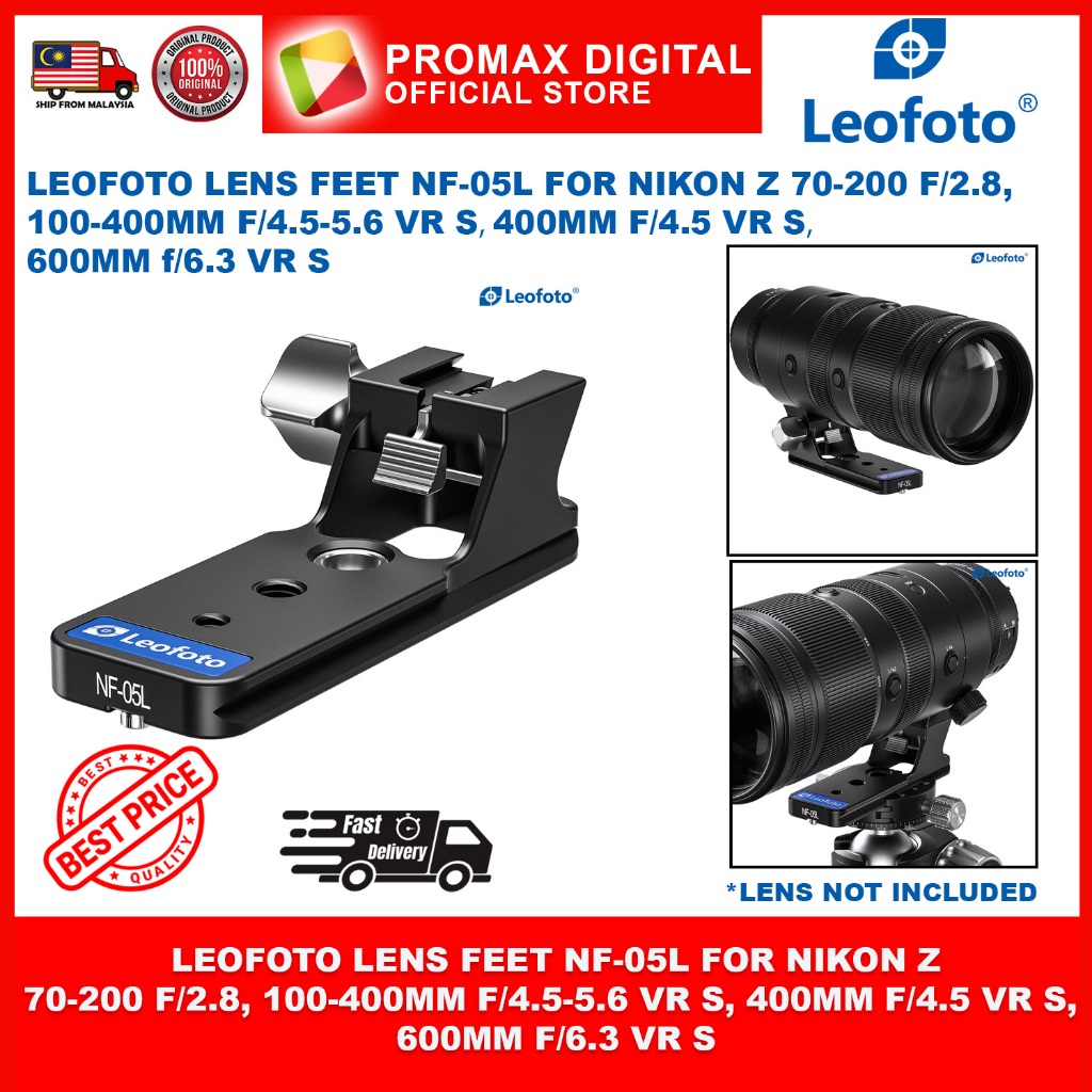 LEOFOTO เลนส์ FEET NF-05L สําหรับ NIKON Z 70-200 F/2.8 , Z 100-400MM F/4.5-5.6 VR S, Z 400MM F/4.5 V