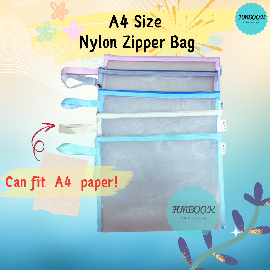 [FUNBOOK] A4 Size Nylon Zipper Document Bag / File Folder Zipper Bag School Office เครื่องเขียน