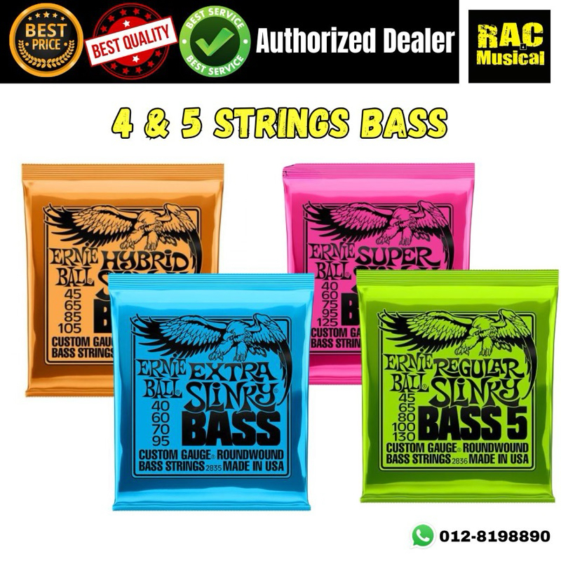 Ernie Ball 4 bass 5 สายกีตาร์เบสครบชุด 2824 233 2835 2836