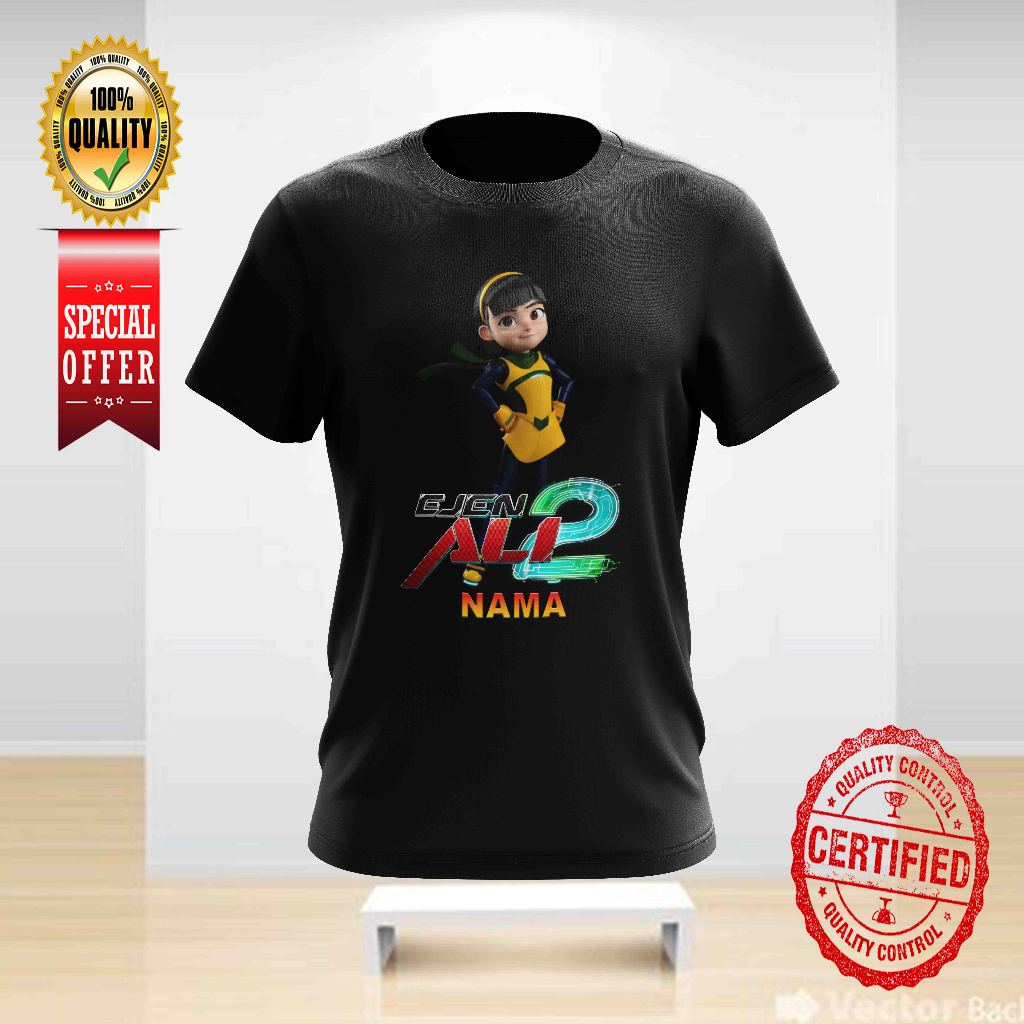 ALICIA EJEN ALI THE MOVIE 2 MISI SATRIA DESIGN 7 เติมบน NAME TSHIRT คอกลมสําหรับทั้งหมด