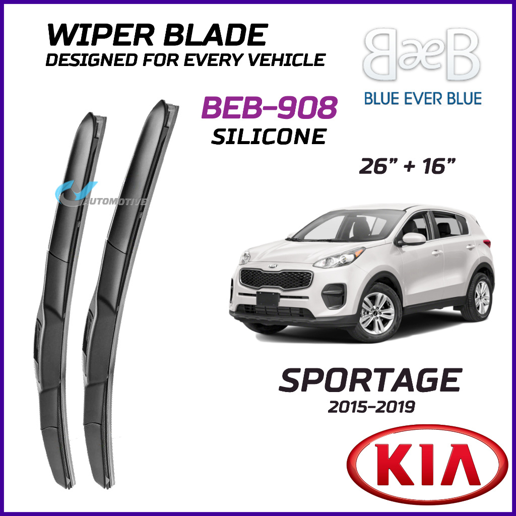 BEB SILICONE ใบปัดน้ําฝน (26" + 16") ชุดสําหรับ KIA SPORTAGE 2015-2019 พร้อมการออกแบบ Aerodynamic BE