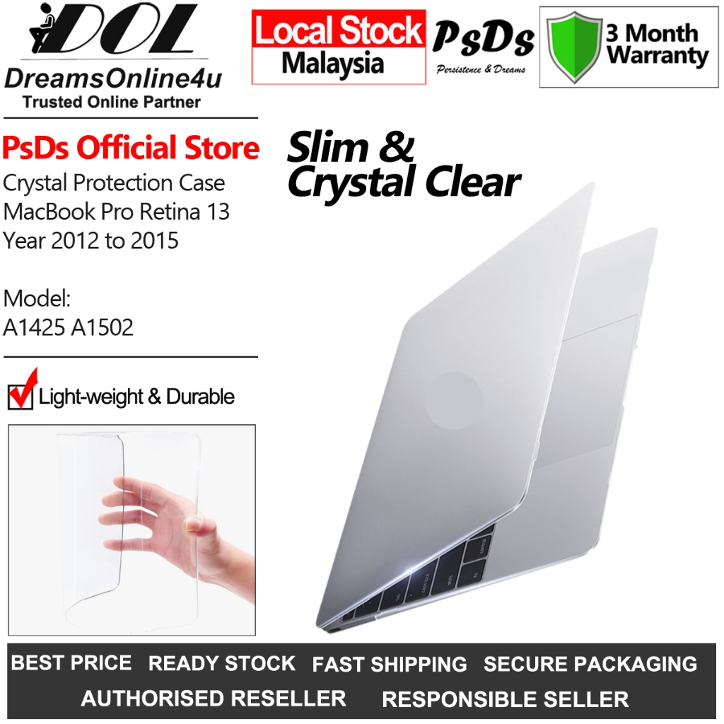 PsDs Crystal Clear Ultra Slim Light weight Hard Cover Case แล็ปท็อป MacBook Pro Retina 13 A1425 A150