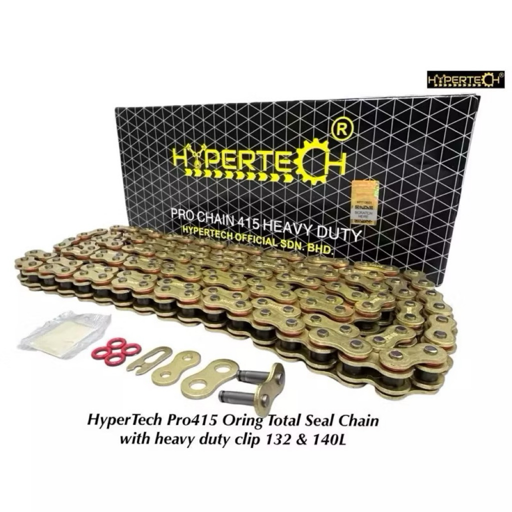 HYPERTECH PRO415 415 PRO428 428 ORING TOTAL SEAL CHAIN พร้อม HEAVY DUTY CLIP 132L & 140L GOLD RANTAI