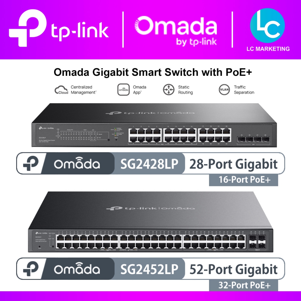 TP-Link Omada SG2428LP ( 28-Port ) │ SG2452LP ( 52-Port ) สวิตช์อัจฉริยะ Gigabit พร้อม PoE+