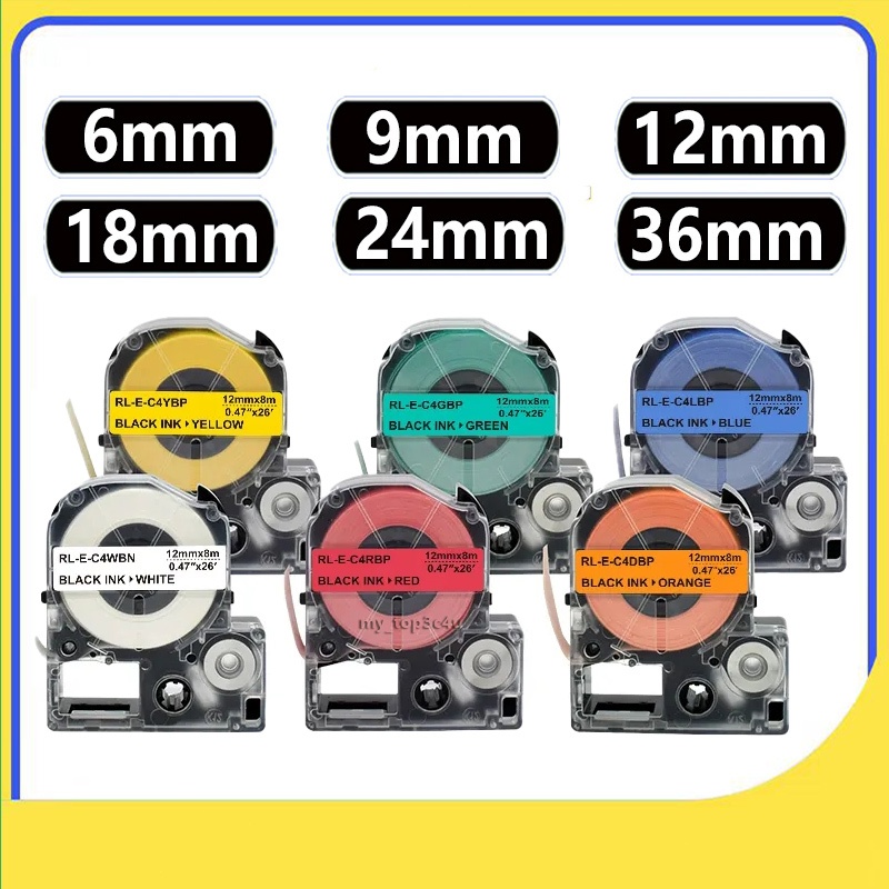 เทปฉลาก 12 มม. สําหรับ Kingjim EPSON เครื่องพิมพ์ฉลาก LW-1000P LW-400 LW-500 LW-600P LW-C610 LW-C420