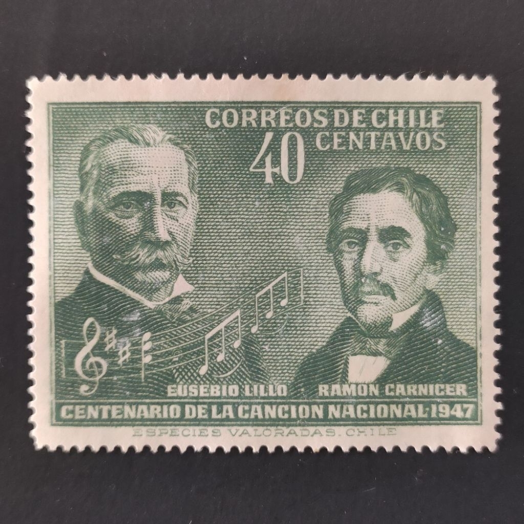 1947 แสตมป์ Chile-Unique Mint Stamp-40 เนื้อหา Eusebio Lillo Ramon Carnicer National Song Centenary 