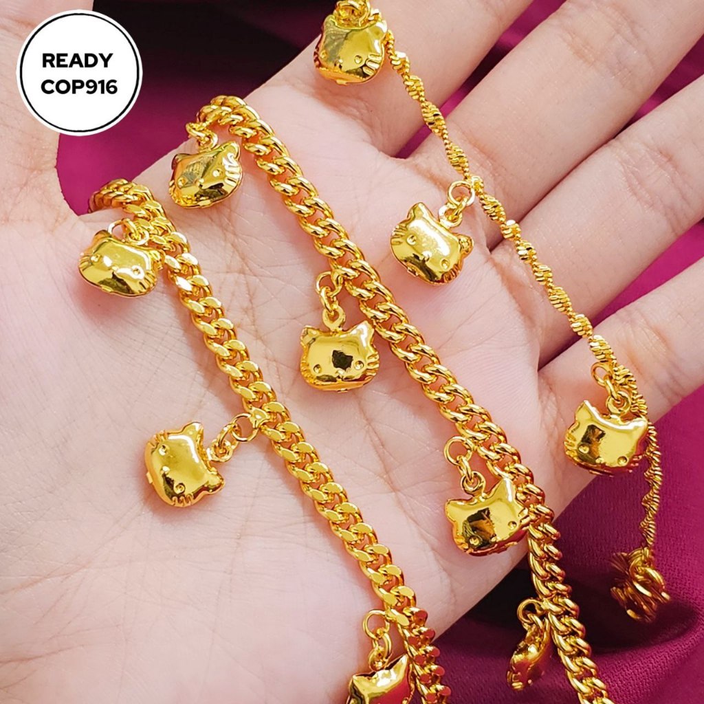ใหม่ HK Adult & Kids Dangle Bracelet 24k Gold Titanium Gold Bangkok Gold 2025 A16