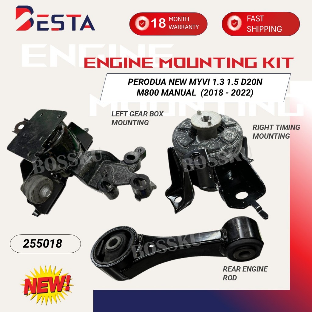BESTA BRAND ENGINE MOUTNING - 255018 PERODUA MYVI (18"-21") D20N 1.3 M800 M804 1.3/M806 1.5L MANUAL