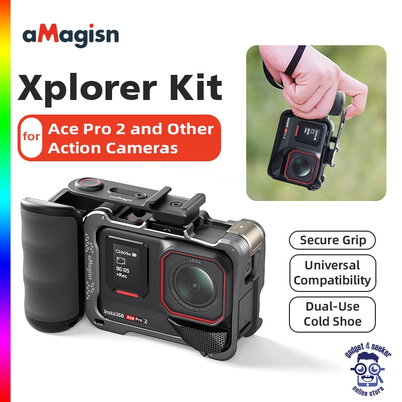 AMagisn Xplorer Grip Kit สําหรับ Insta360 Ace Pro 2 Ace Pro กล้อง Grip ปุ่มชัตเตอร์สําหรับ Insta 360