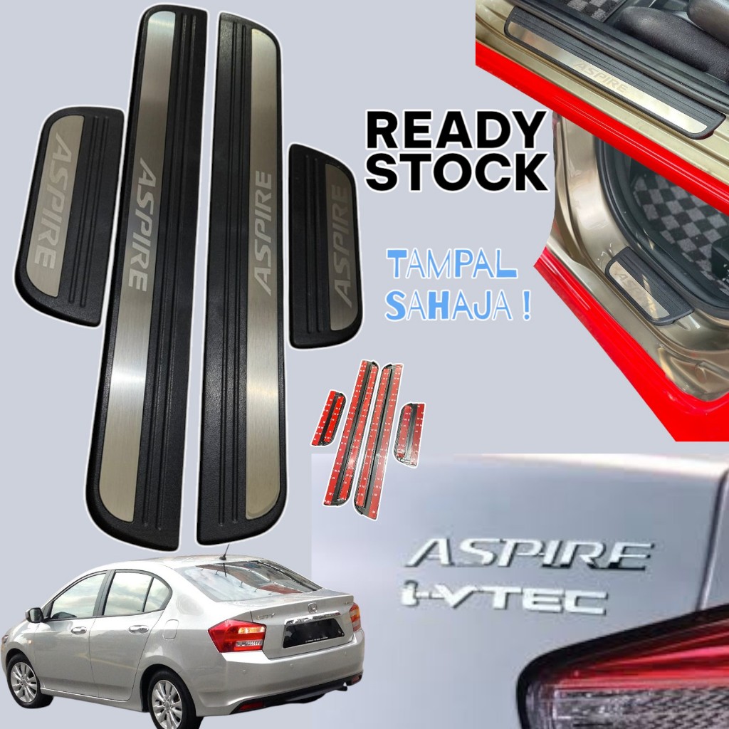 Honda city gm2 aspire ประตูด้านข้าง Step doorstep โลโก้ aspire แผ่นธรณีประตู 2009-2013 aspire โลโก้ป