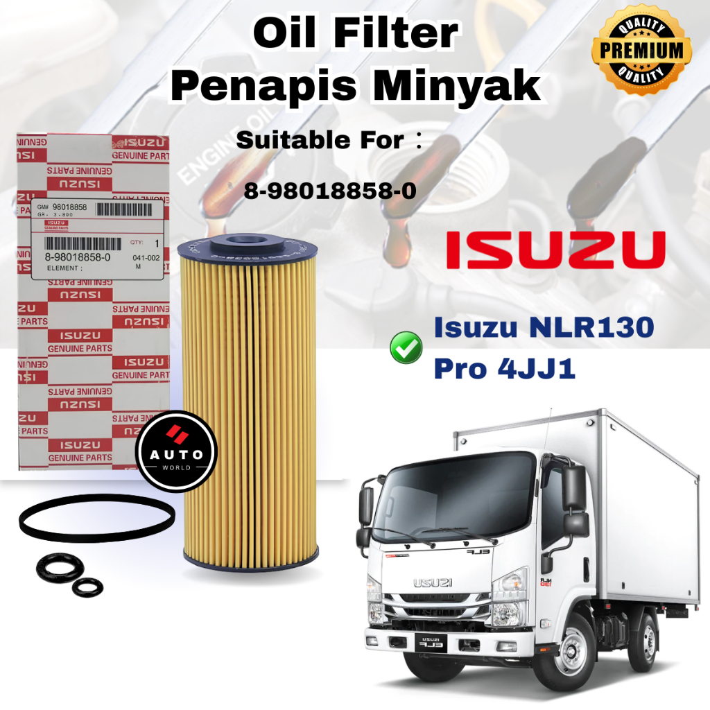กรองน้ํามันเครื่อง ISUZU NLR130 PRO 4JJ1-T 1TON 3.0 LORRY NPR PRO NLR85 ELF (8-980188580-0)(O-N6744F