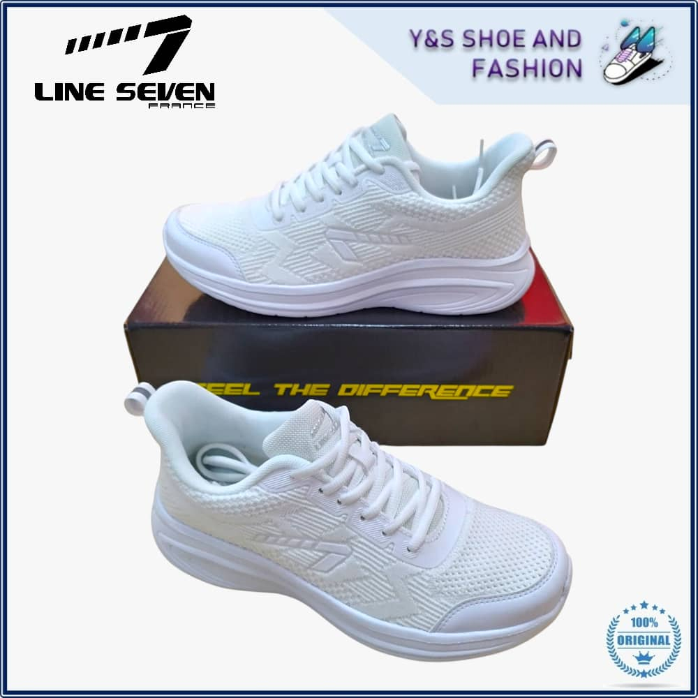 LINE 7 All White Jogging Running Sport Shoes Kasut Sukan Larian Unisex L7 S-2739