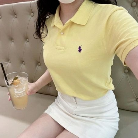 Ralph Lauren เสื้อโปโลผู้หญิง Slim Lapel Casual Cotton Short Sleeve Top Baju Polo Wanita RL