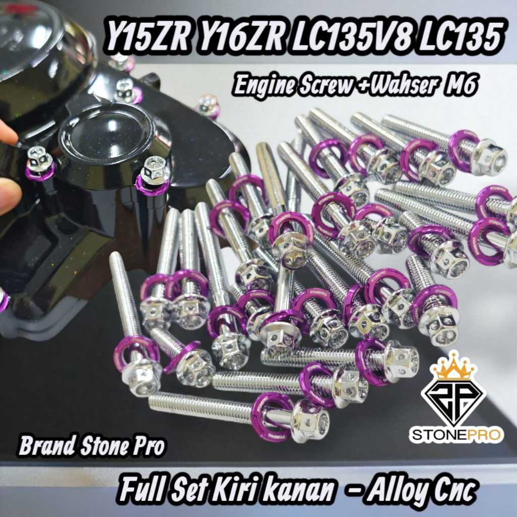 STONEPRO SKRU ENJIN SCREW ENGINE + ชุดเครื่องซักผ้า Y15ZR Y16ZR LC135 LCV8 SAYALA สไตล์ GOLD สีม่วงแ