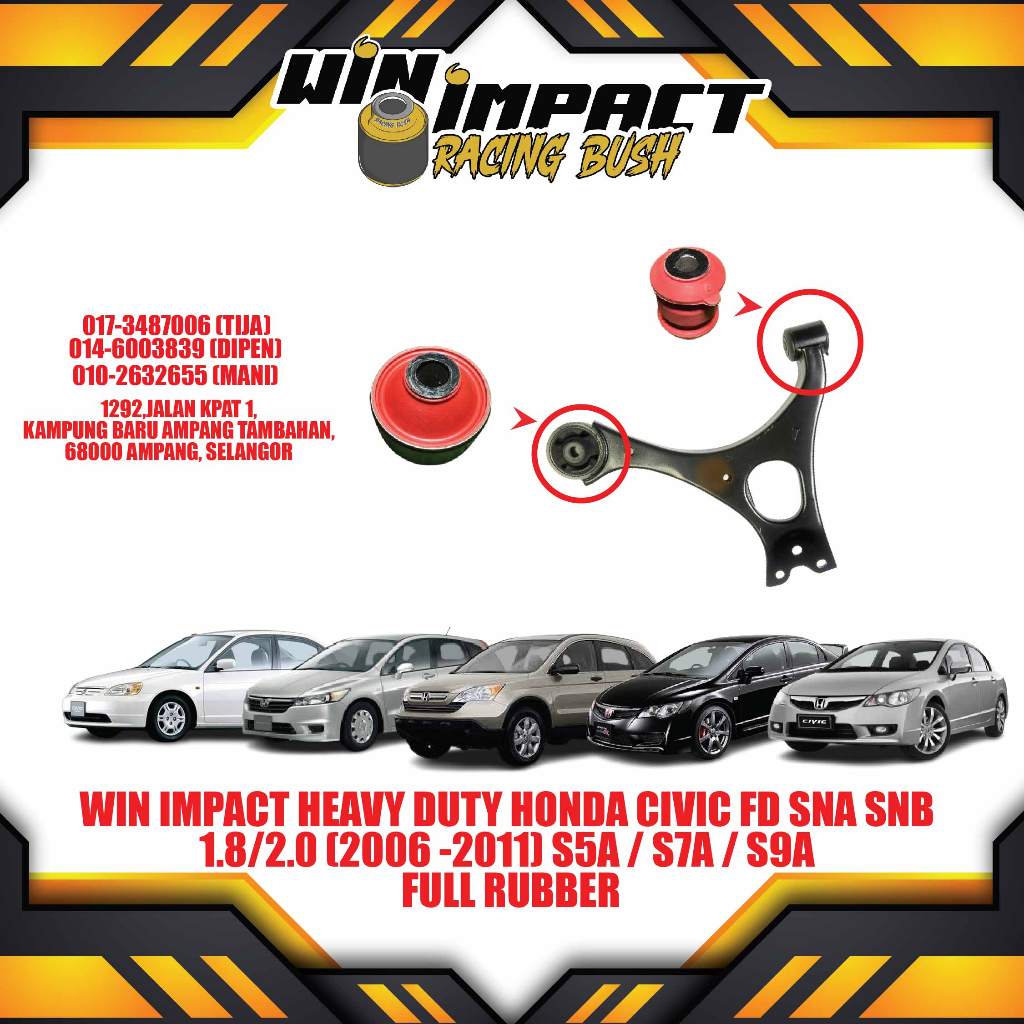 WIN IMPACT HEAVY DUTY HONDA CIVIC FD SNA SNB 1.8/2.0 (2006 -2011) S5A / S7A / S9A ยางเต็ม