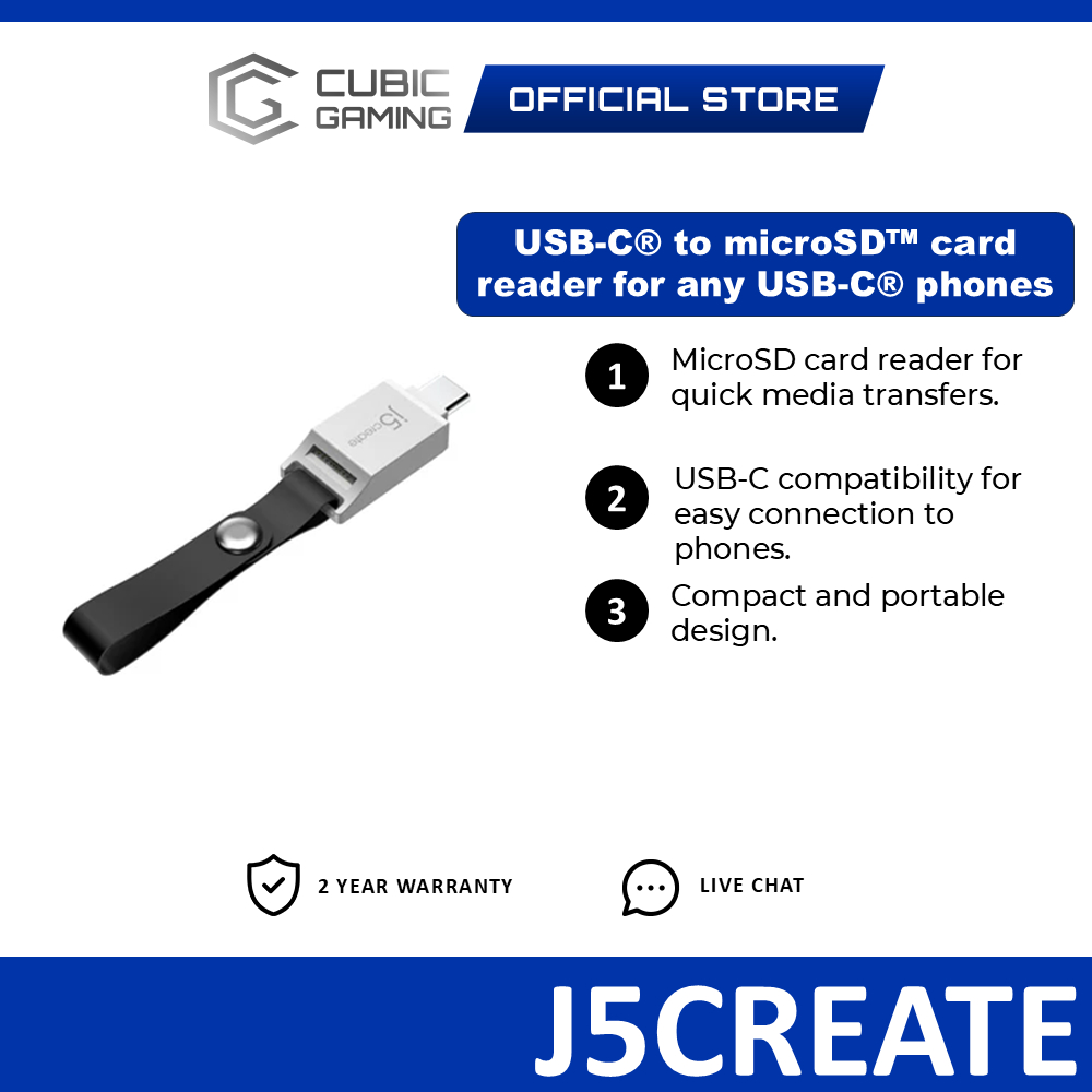 J5Create เครื่องอ่านการ์ดและอะแดปเตอร์ USB-C สําหรับสมาร์ทโฟน