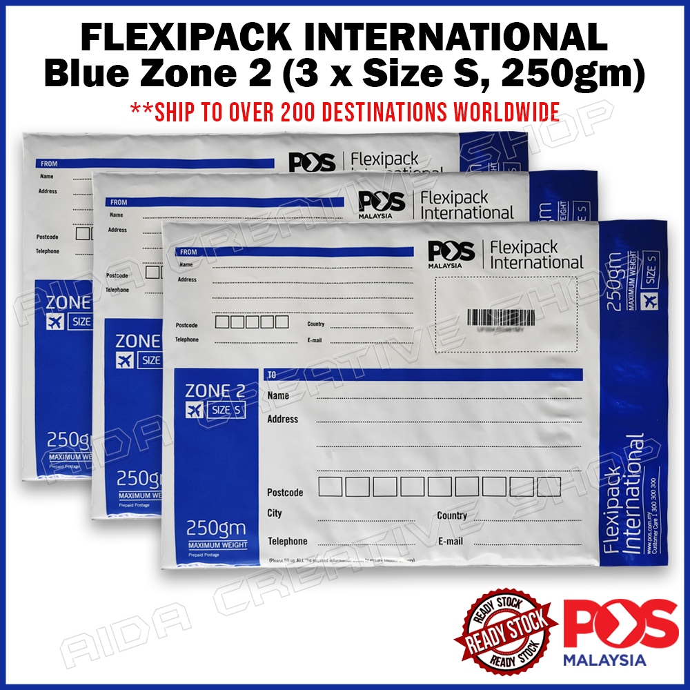 FLEXIPACK INTERNATIONAL Blue Zone 2 (S, 250gm / M, 500gm) ซอง Pos Prepaid ไปรษณีย์ International -
