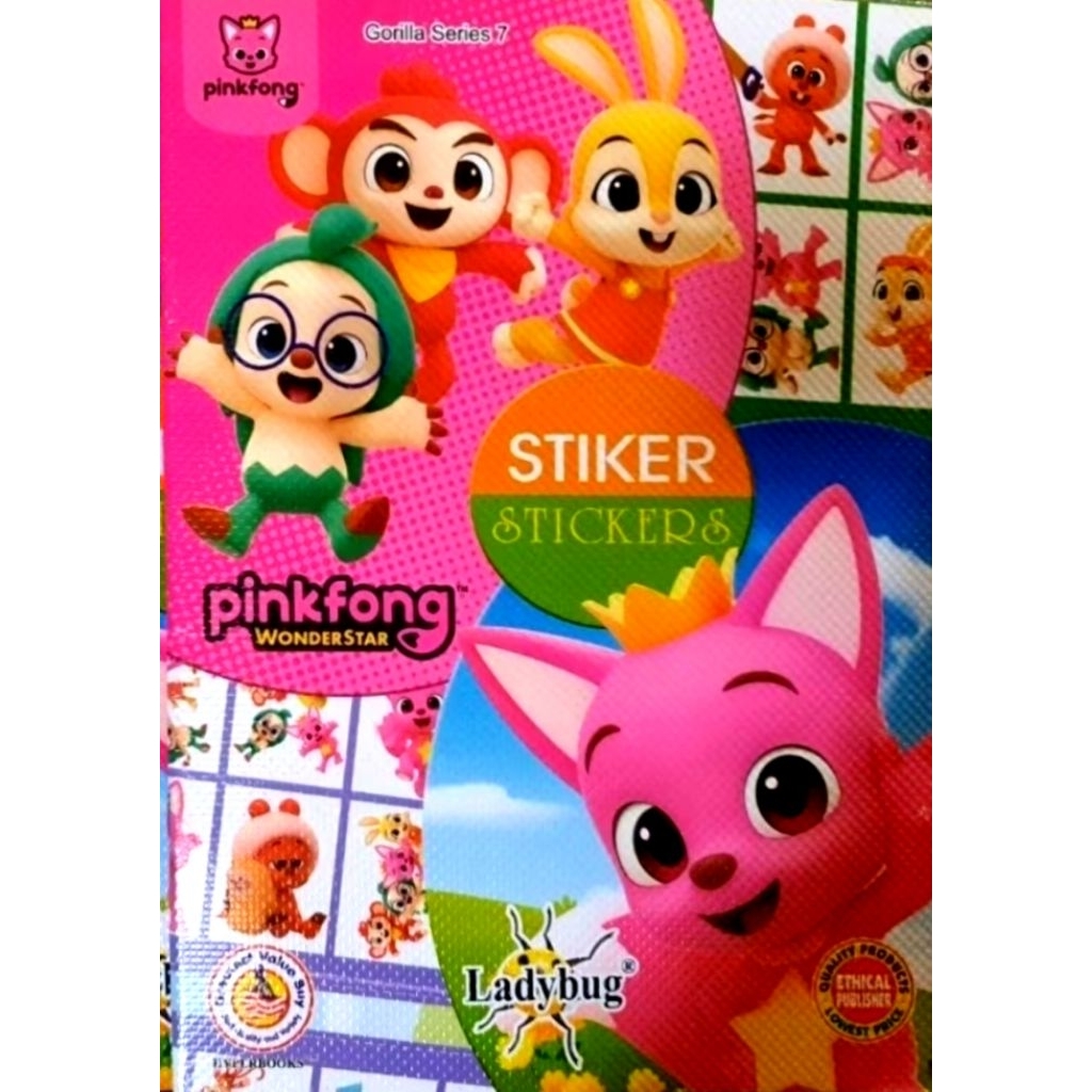 Ladybug Pinkfong A4 size Stickers Book 8 แผ่นสูงสุด 64 สติ๊กเกอร์