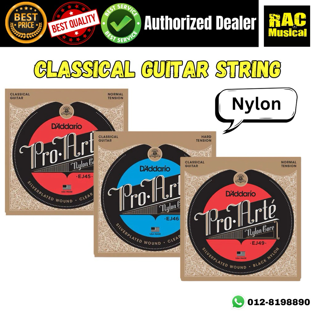 Daddario สายกีต้าร์คลาสสิกไนลอน ครบชุด 6 สาย EJ45 EJ46 EJ49