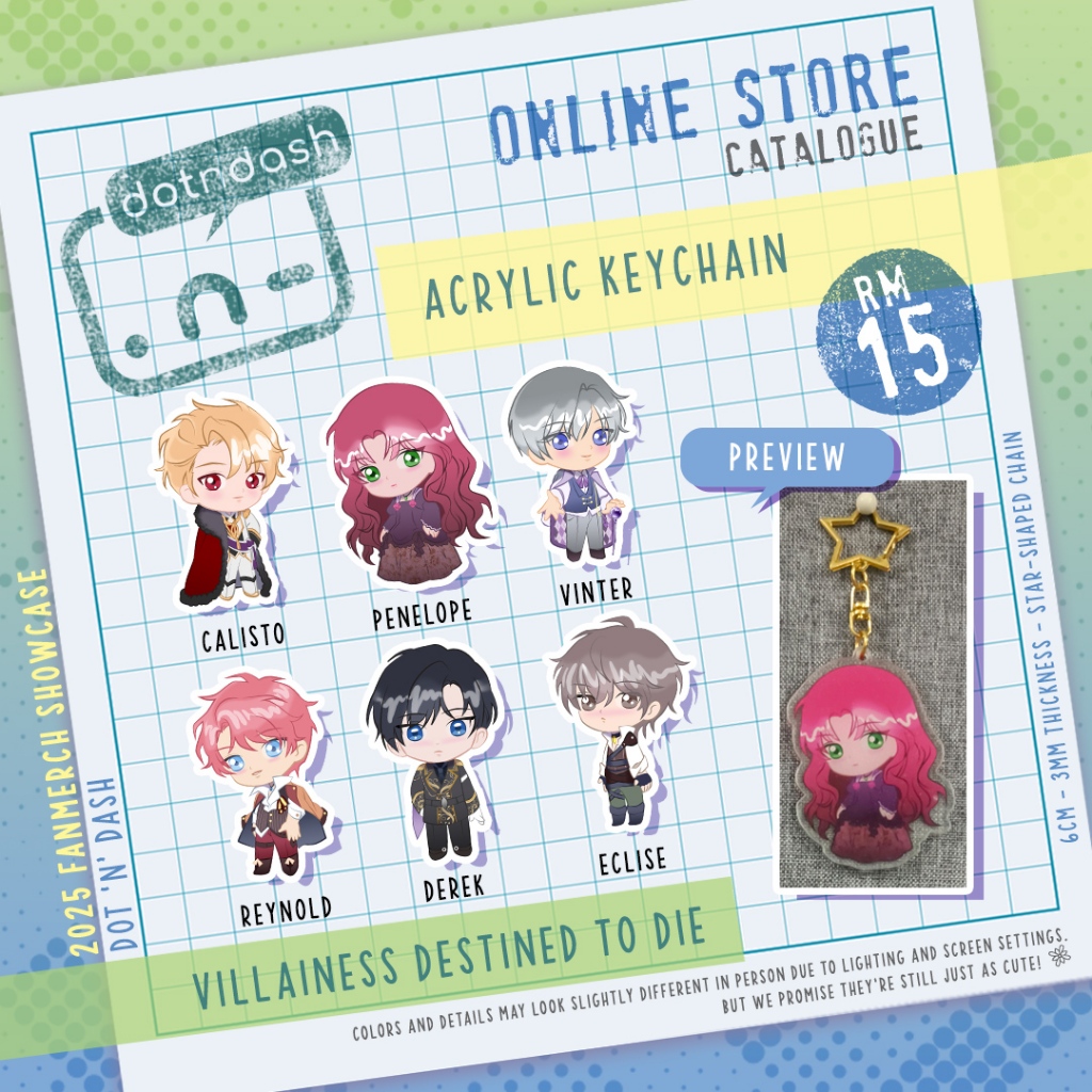 *MANHWA* VILLAINESS DESTINED TO DIE ACRYLIS KEYCHAIN FANMADE MERCH