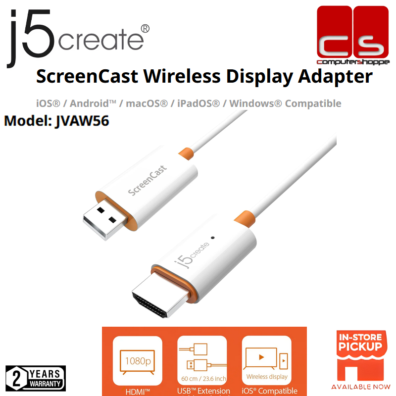 J5 CREATE JVAW56 (อะแดปเตอร์แปลงไร้สาย ScreenCast)