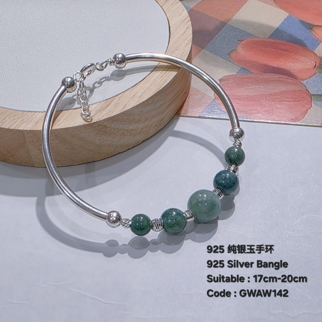 ( GWAW142 ) ( 8040 ) 925 Silver Gelang Tangan Perak กําไลข้อมือเงิน 925 925 玉银手环