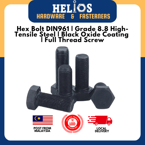[ด้ายละเอียด] M10 - 1.0 mm (A/F: 17) Hex Bolt DIN961 (เกลียวเต็ม) เกรด 8.8 High Tensile Carbon Steel