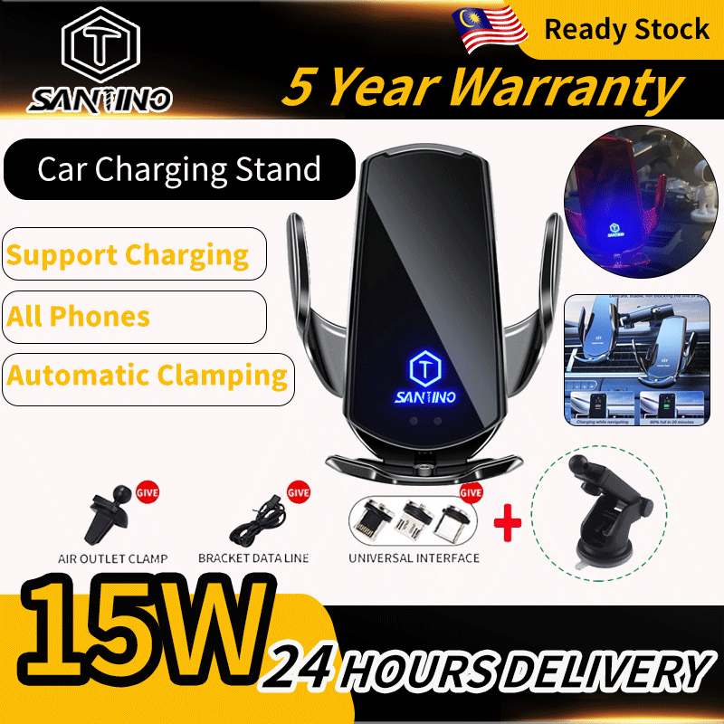 SANTINO15W Q3 Fast Car Wireless Charger สําหรับ Samsung/iPhones/Android