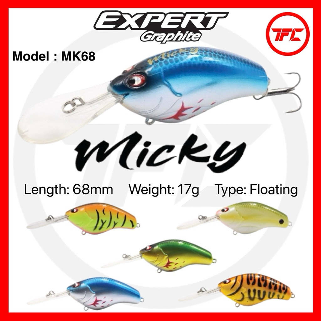 Expert Graphite Micky Crankbait Lure MK68 68mm 17g 4m Deep Runner Crank MK 68 Dive
