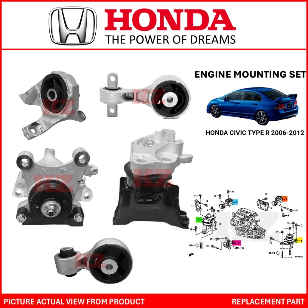 HONDA CIVIC TYPE R 2006-2012 FD2 -MK8/K20A HONDA FN2/2.0 TYPE R MTM - เครื่องยนต์ MOUNTING - 1 ชุด 5