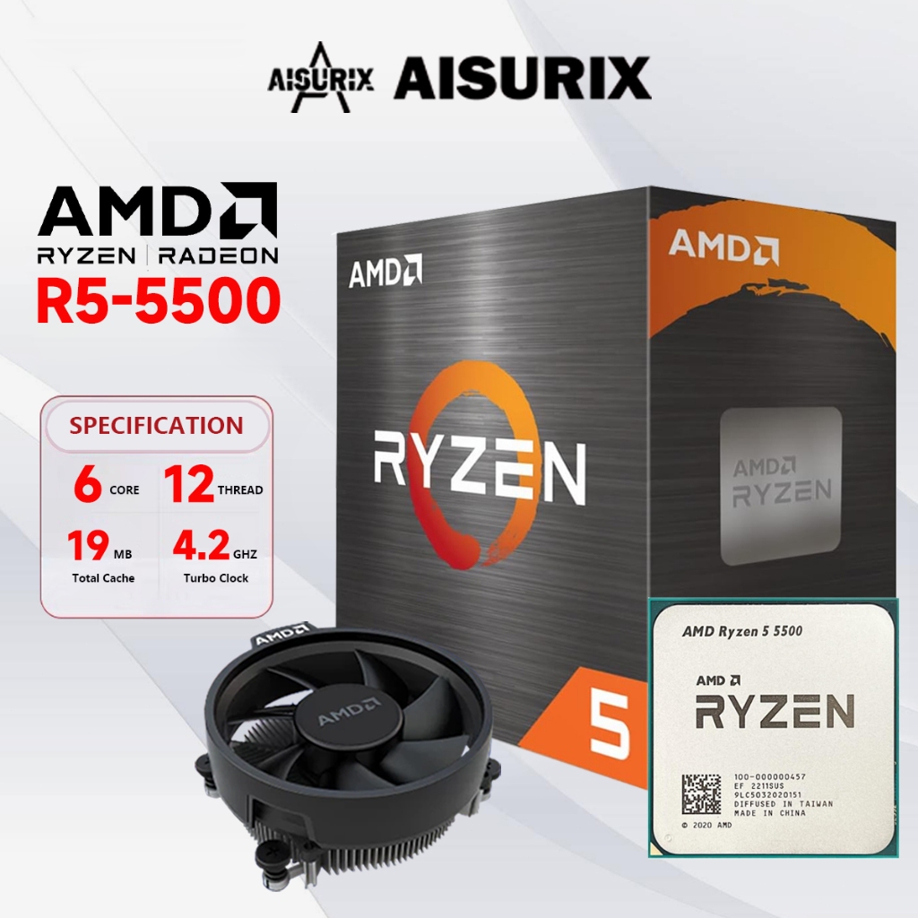 AISURIX AMD RYZEN 5 5500 AM4 PROCESSOR CPU พร้อม COOLER