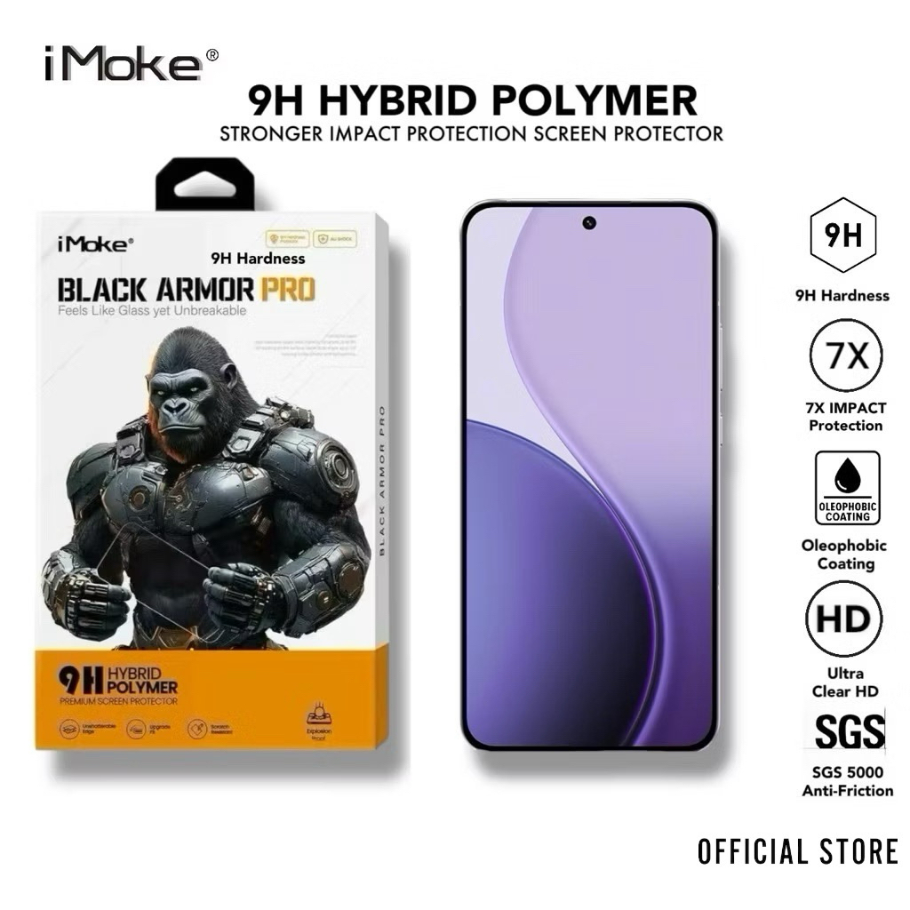 IMoke 9H เกราะสีดํา Pro Impact Screen Protector สําหรับ OPPO Reno 14 Pro/14F/13/13F