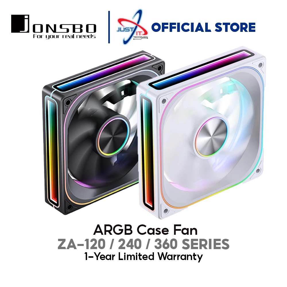 JONSBO ZA-120B / ZA-360B / ZA-360W / ZA-360BR ARGB CASING FAN - สีดํา