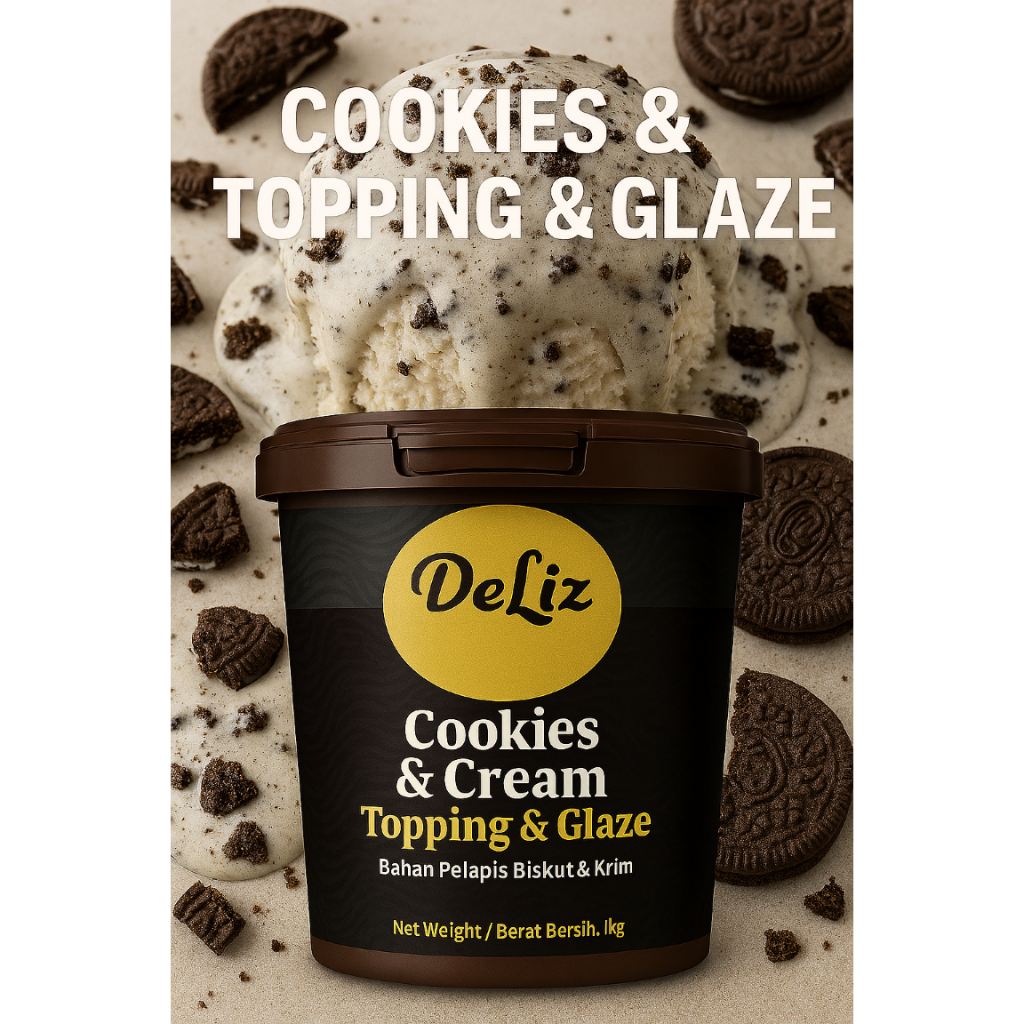 HALAL Deliz Topping & Glaze - COOKIES AND CREAM, HOKKAIDO WHITE CHOCOLATE, PISTACHIO, MATCHA LATTE ,