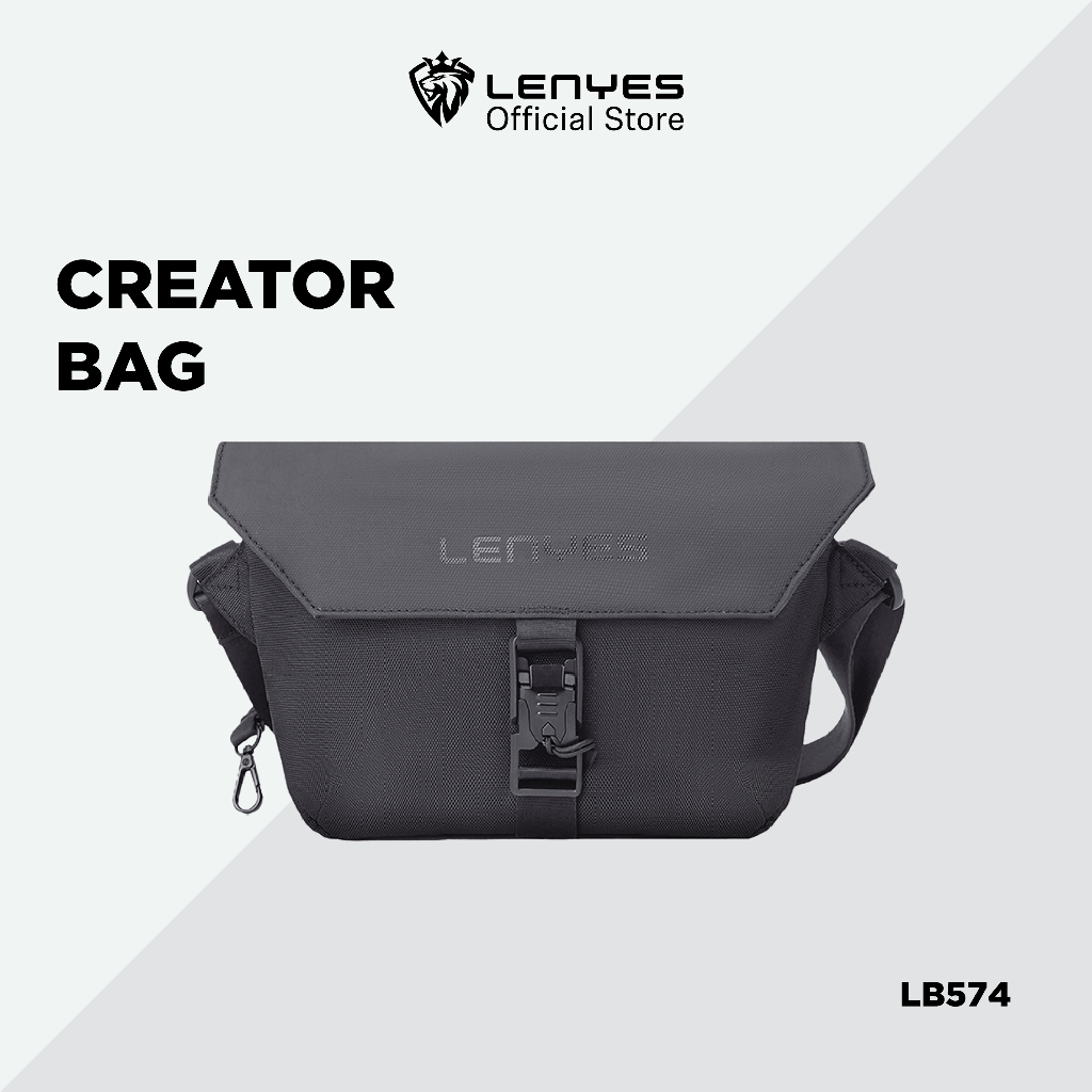 LENYES LB574 Crossbody Sling Shoulder Travel Creator Bag - สีดํา