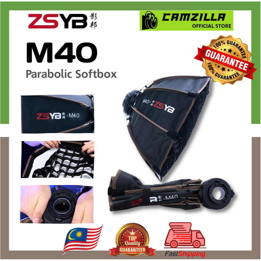 ZSYB M40 40CM mini mount แปดเหลี่ยมกล่องแสงอ่อนรังผึ้งตาราง SoftBox ใช้สําหรับ S100 W80B