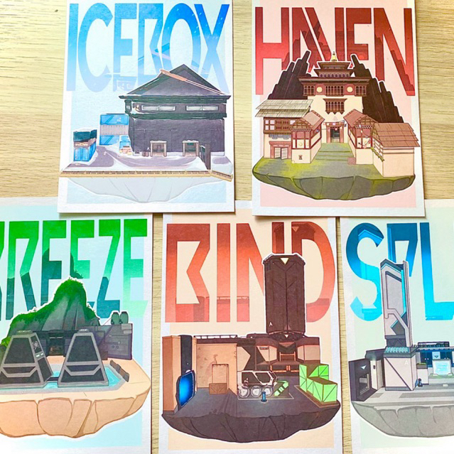 Valorant Maps Riot เกมโปสเตอร์ Fanart Art Card, พิมพ์